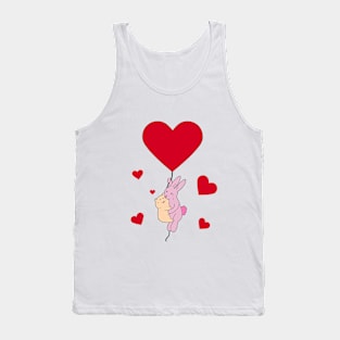 Valentine Bunny Hamster Heart Baloon Tank Top